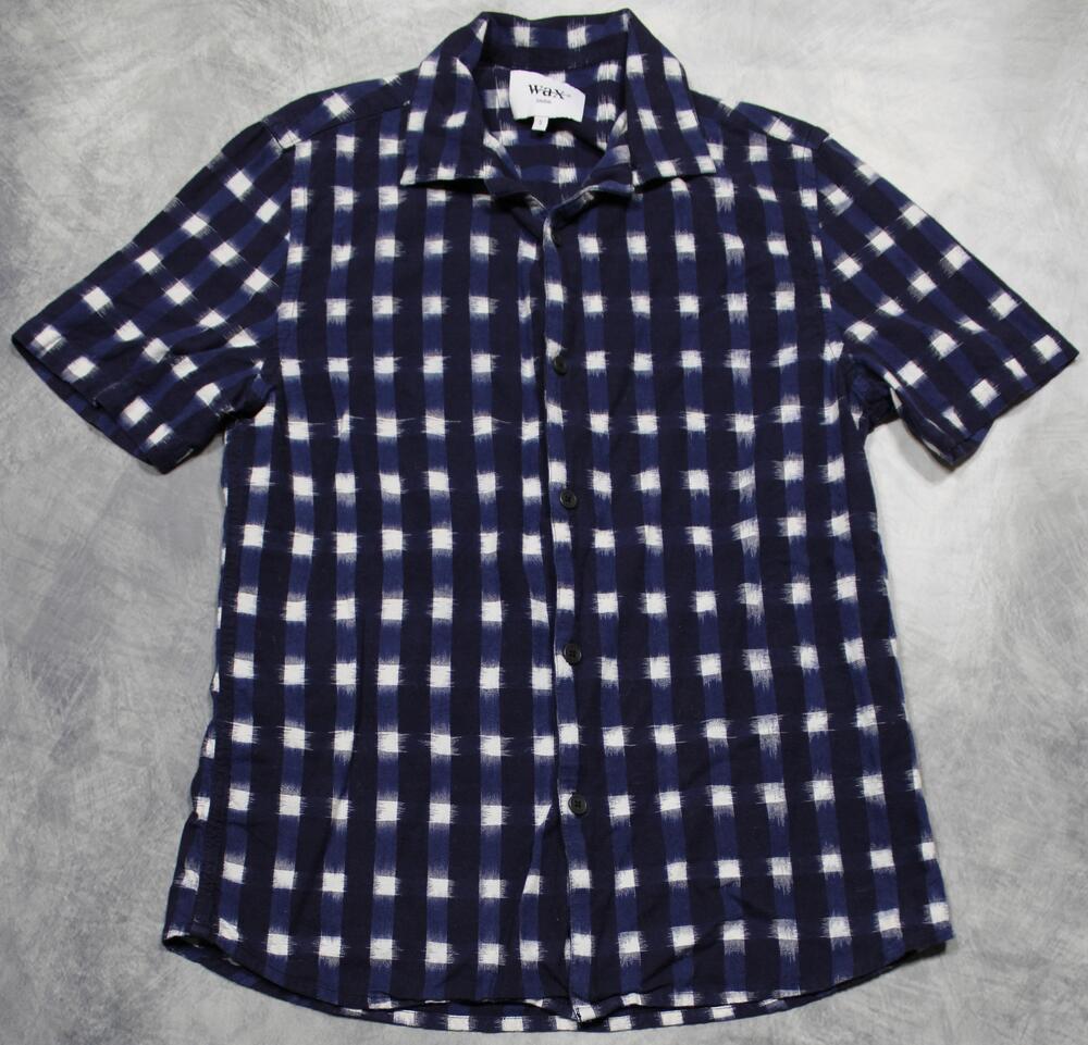 Wax London Shirt Mens Small Blue Plaid Short Sleeve Button Up